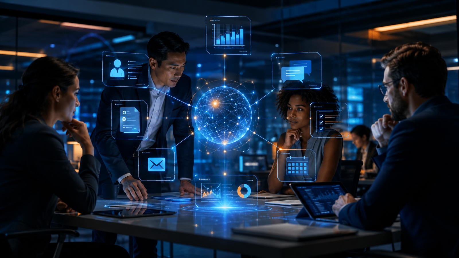Small business owner using agentic AI for daily operations