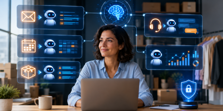 Business team using agentic AI to manage automated workflows in 2026