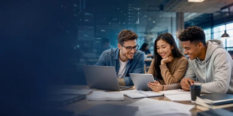 University students using AI tools to study, research, and collaborate